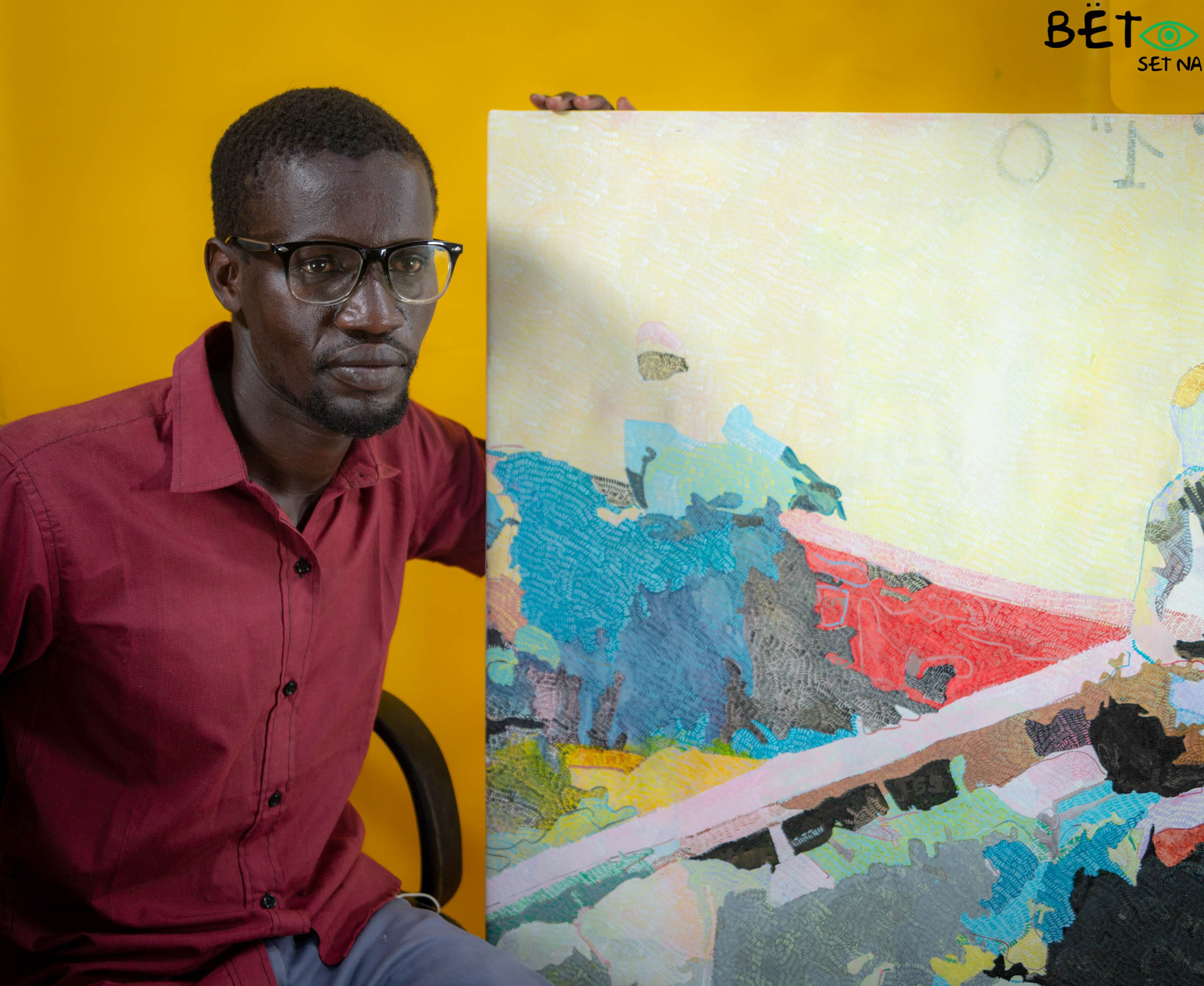Manel Ndoye avec son Oeuvre